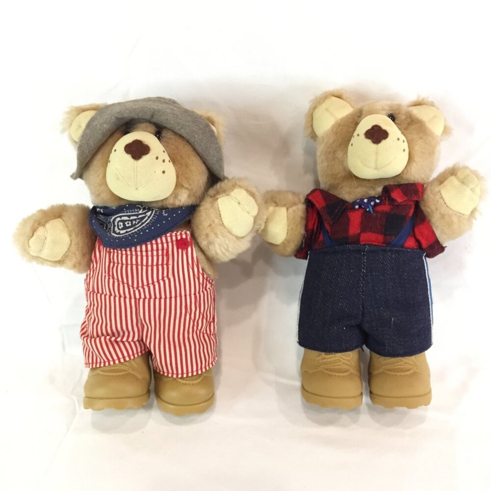 Lot of 2 Furskins 7.5 inch plush toys Teddy Bears Stuffed Animals 1986 Country